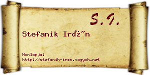 Stefanik Irén névjegykártya